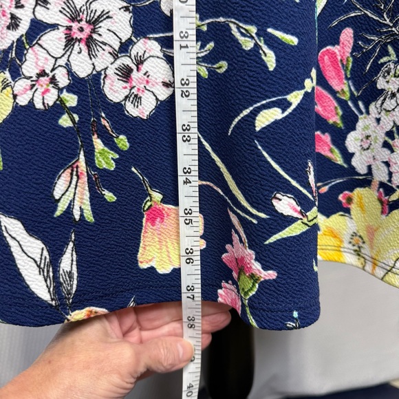 Gilli Floral Sleeveless Dress Cut-out Strappy Back Fit & Flare SMALL Navy & Pink - Picture 9 of 11